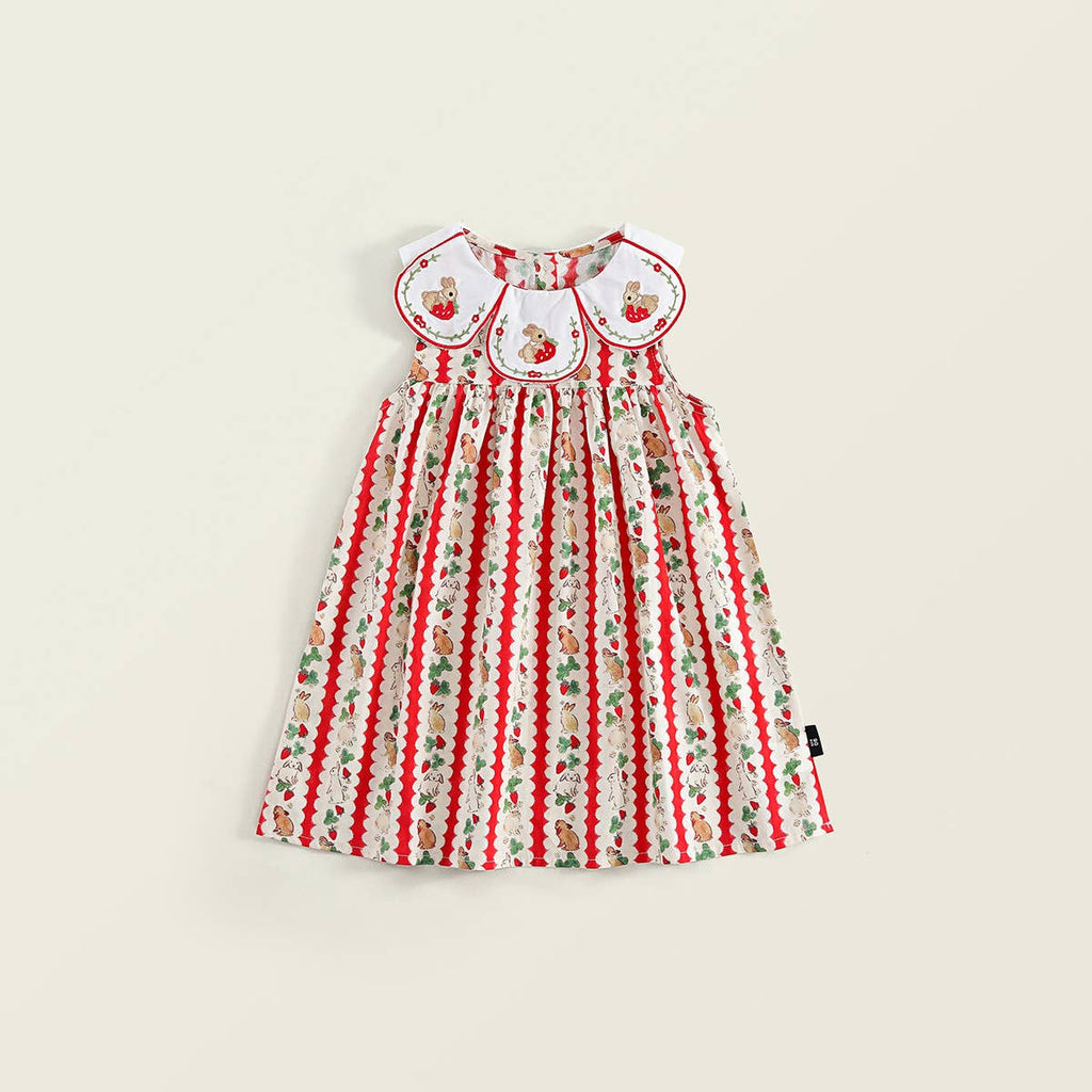 Rabbits and Strawberries Striped Collar Dress