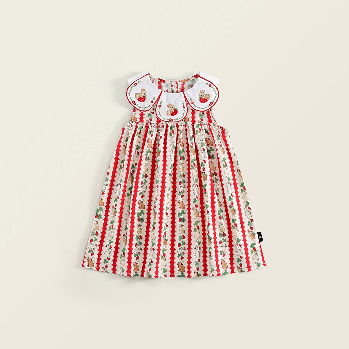 Rabbits and Strawberries Striped Collar Dress