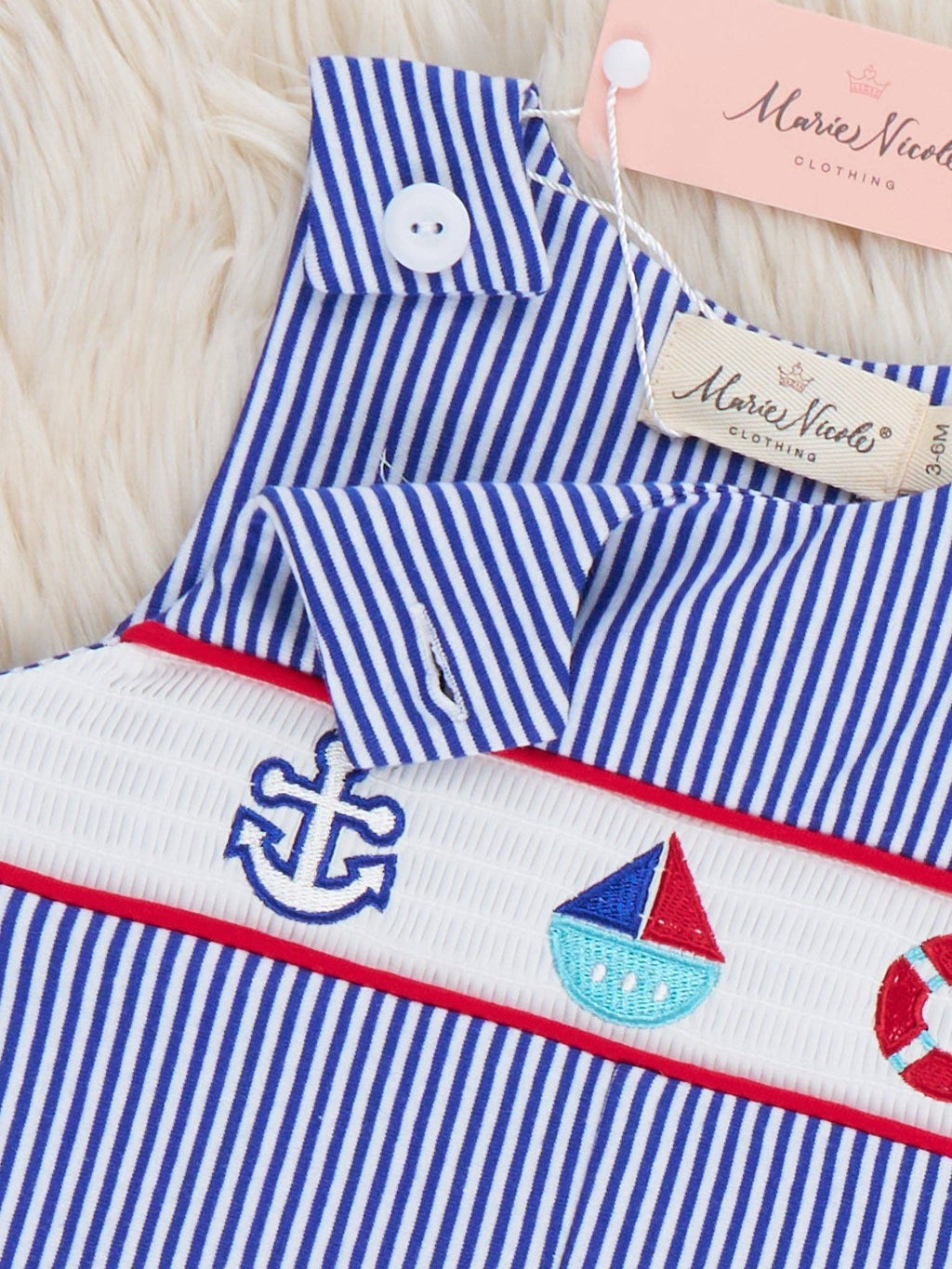 Ocean Voyage Stripe Smocked Cotton Johnny
