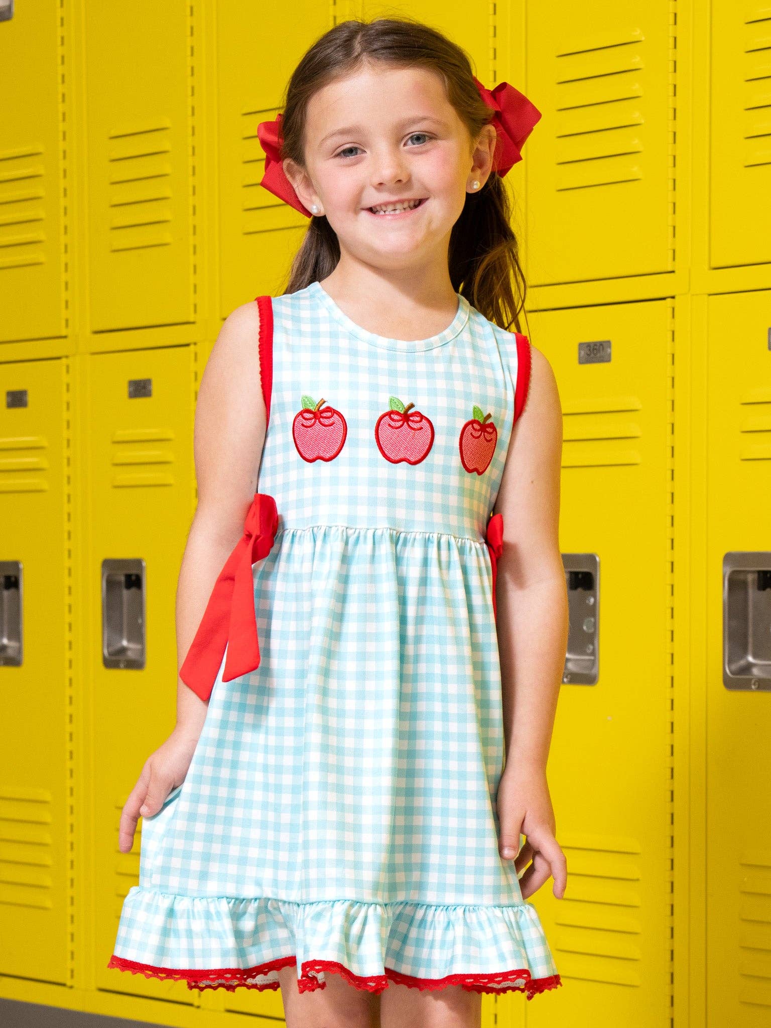 Apple Orchard Embroidered Ruffle Dress