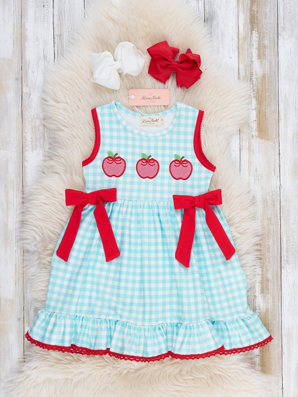 Apple Orchard Embroidered Ruffle Dress