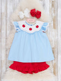 Apple Lace Collar Embroidered Outfit