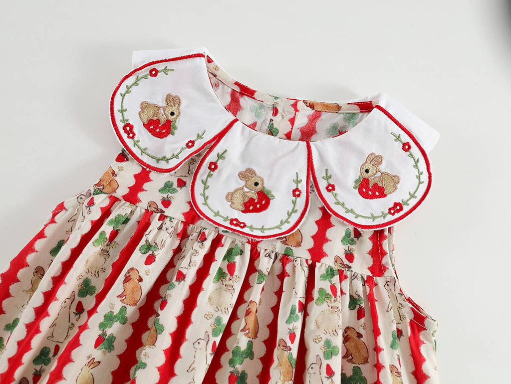 Rabbits and Strawberries Striped Collar Dress