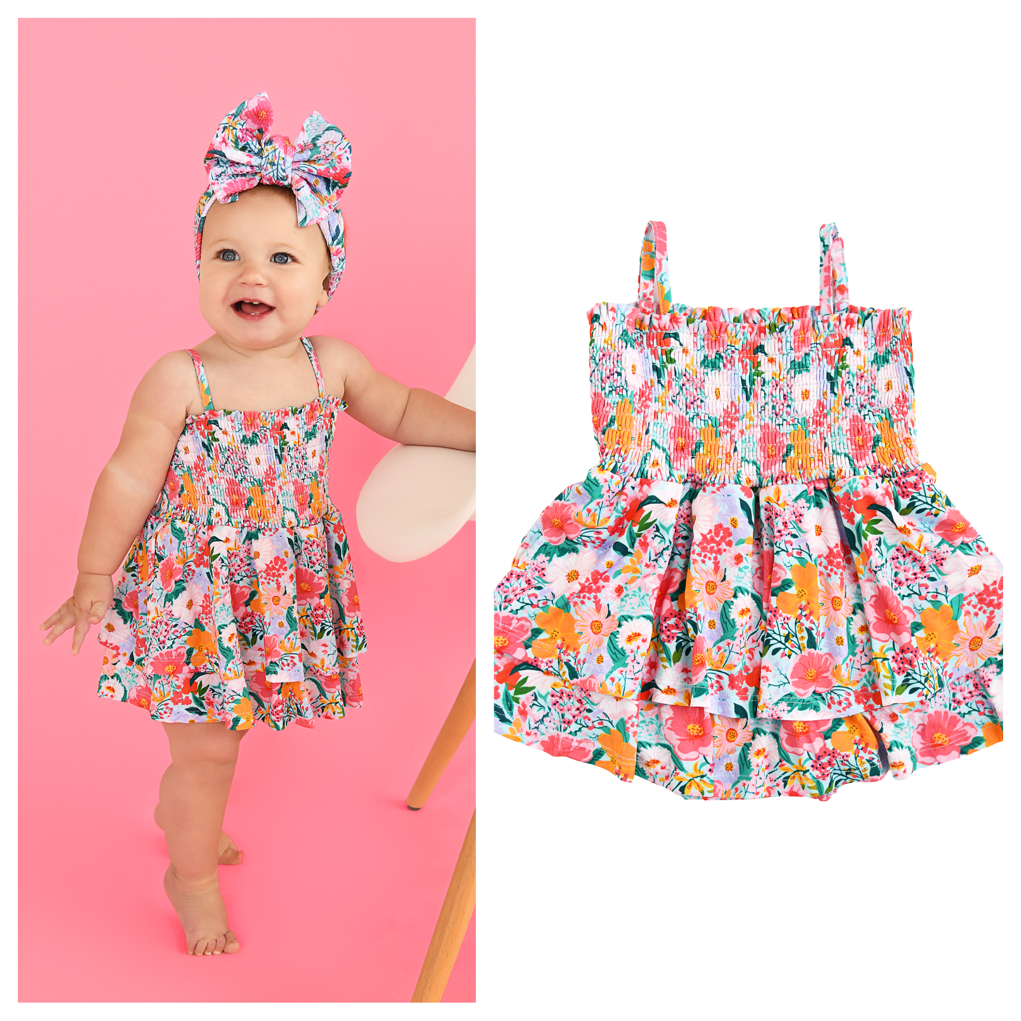 Cecelia Floral Smocked Tiered Tutu