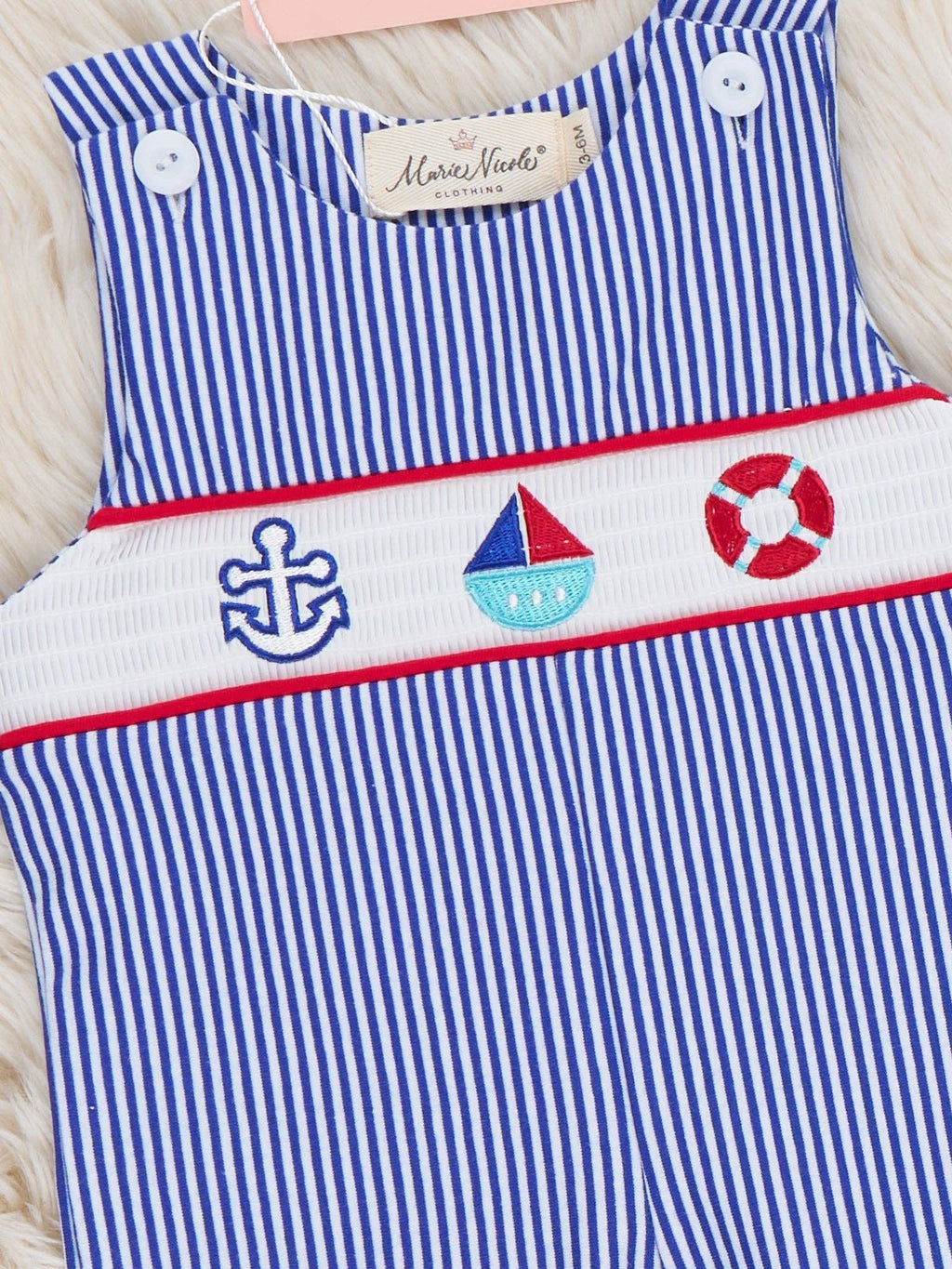 Ocean Voyage Stripe Smocked Cotton Johnny