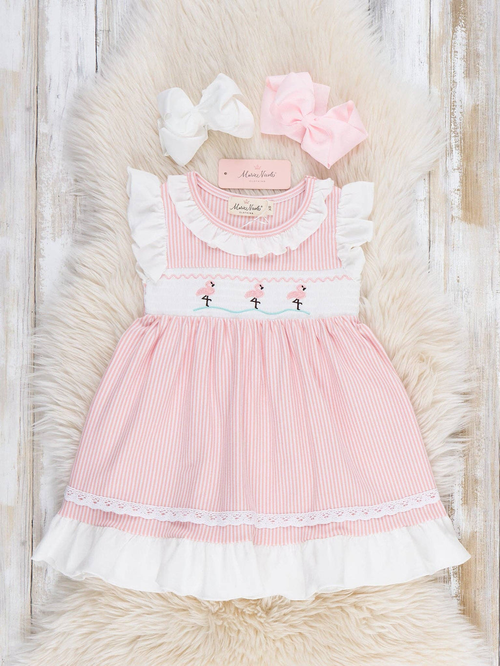 Flamingo Smocked Ruffle Dress