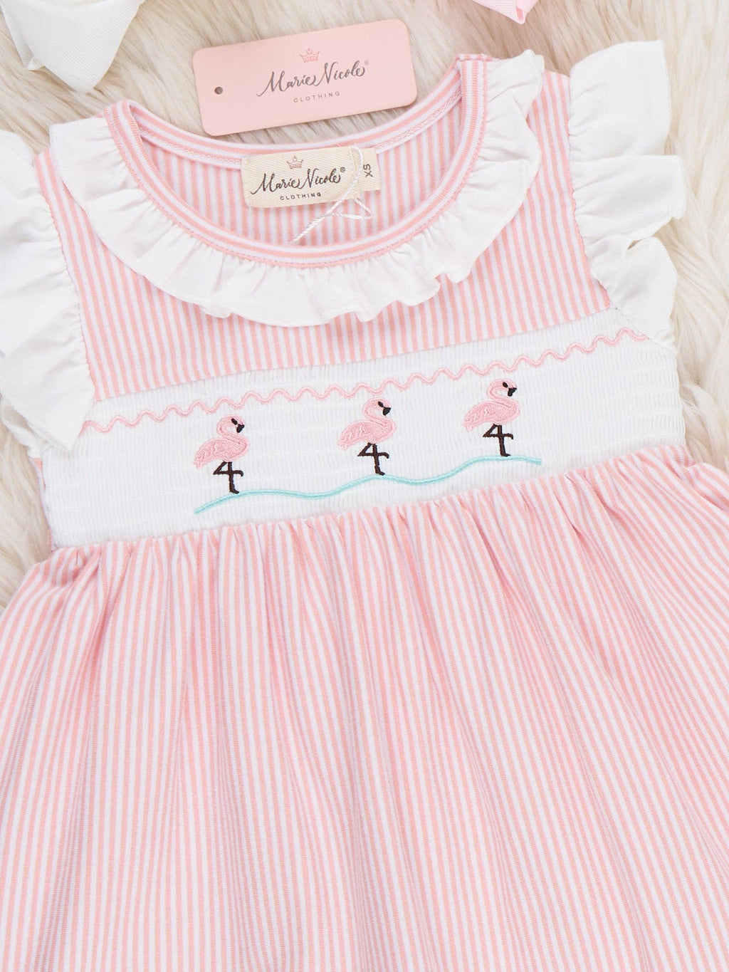 Flamingo Smocked Ruffle Dress