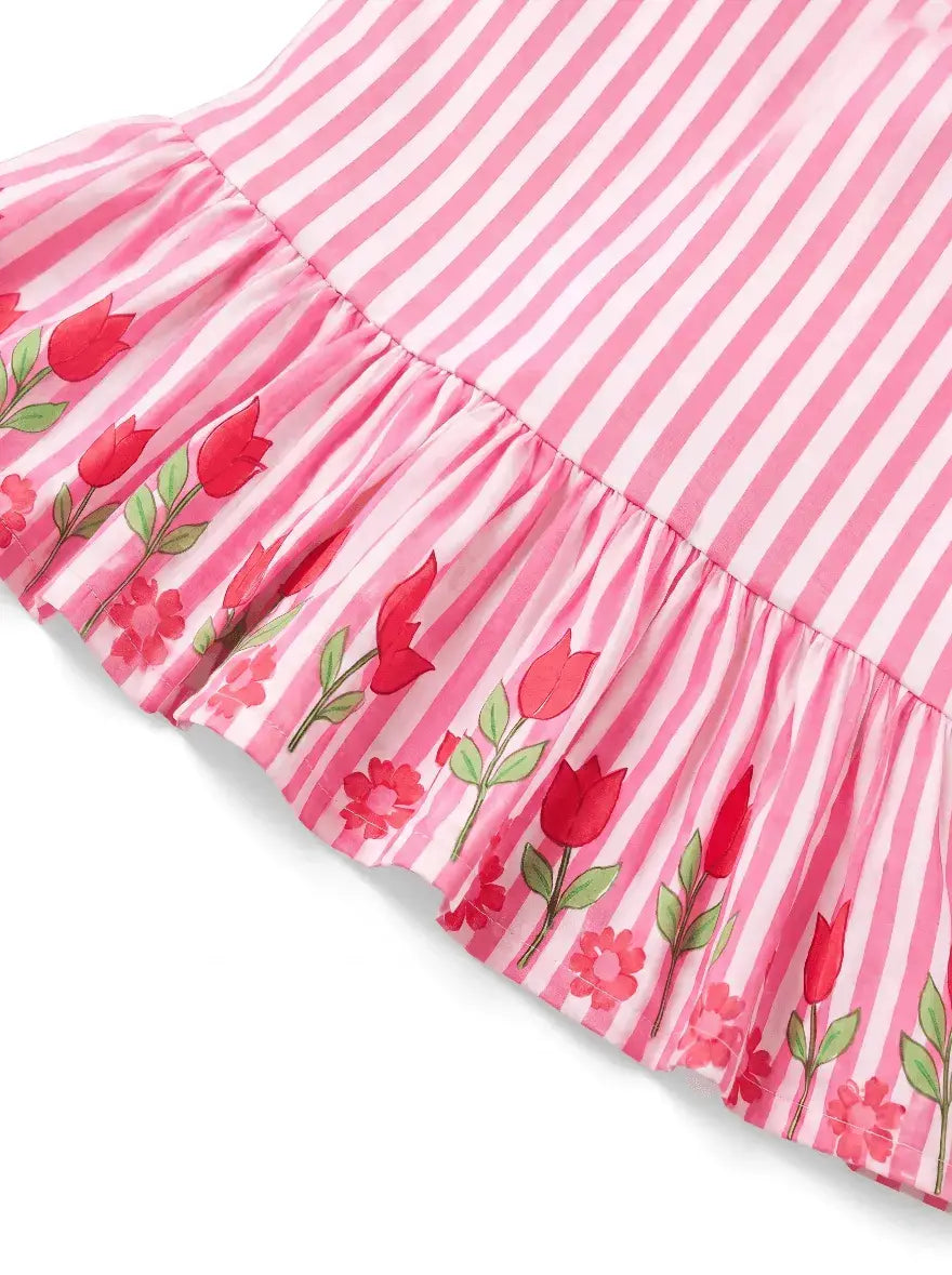 Pink Striped Tulip Top and Shorts Set
