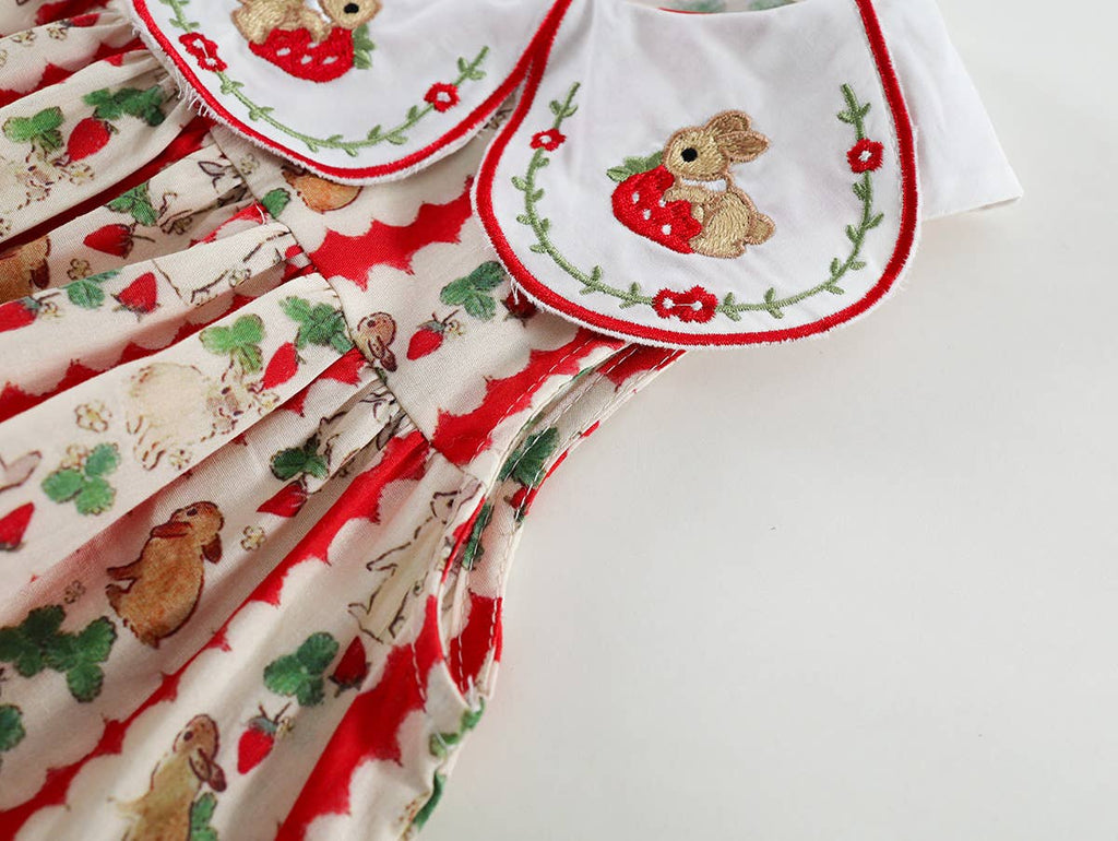 Rabbits and Strawberries Striped Collar Dress