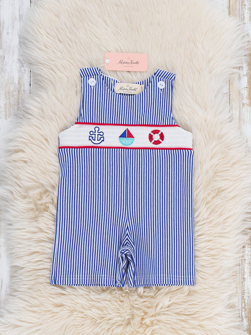Ocean Voyage Stripe Smocked Cotton Johnny