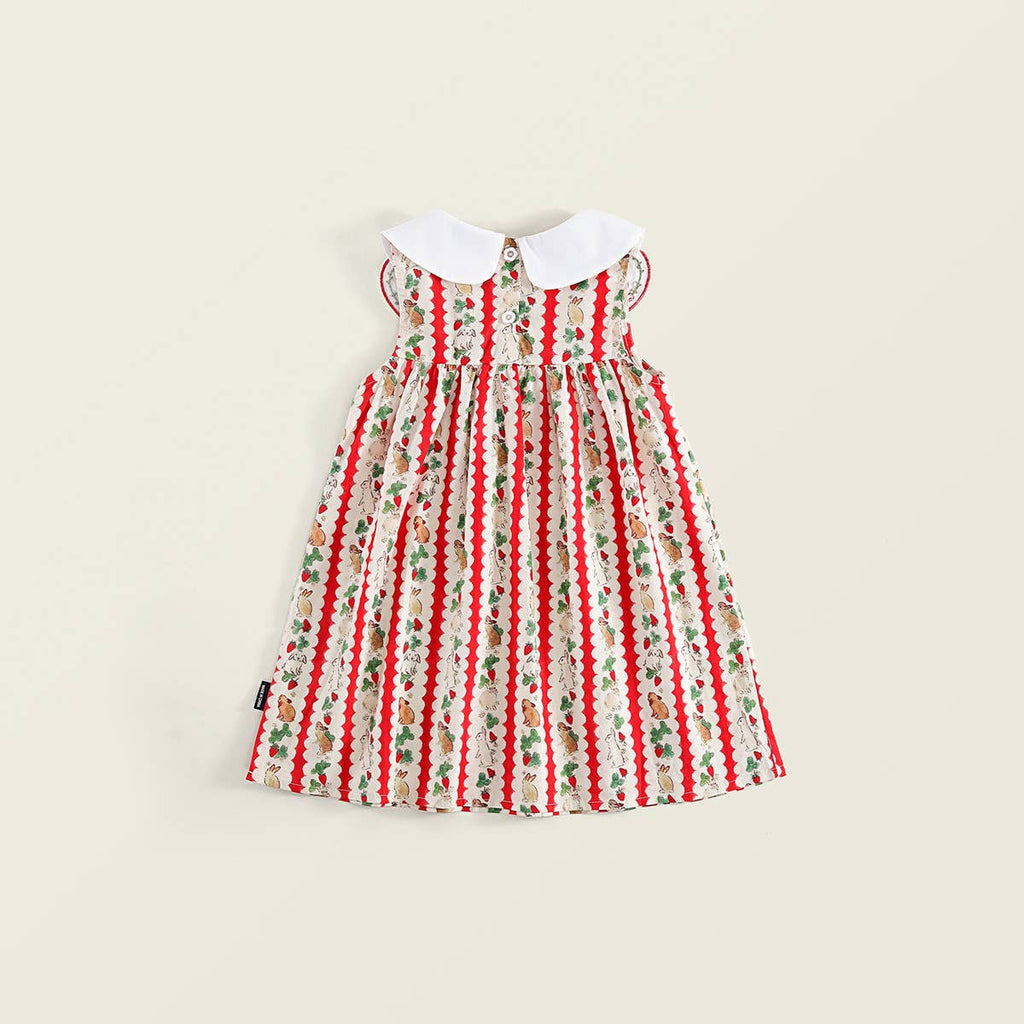 Rabbits and Strawberries Striped Collar Dress