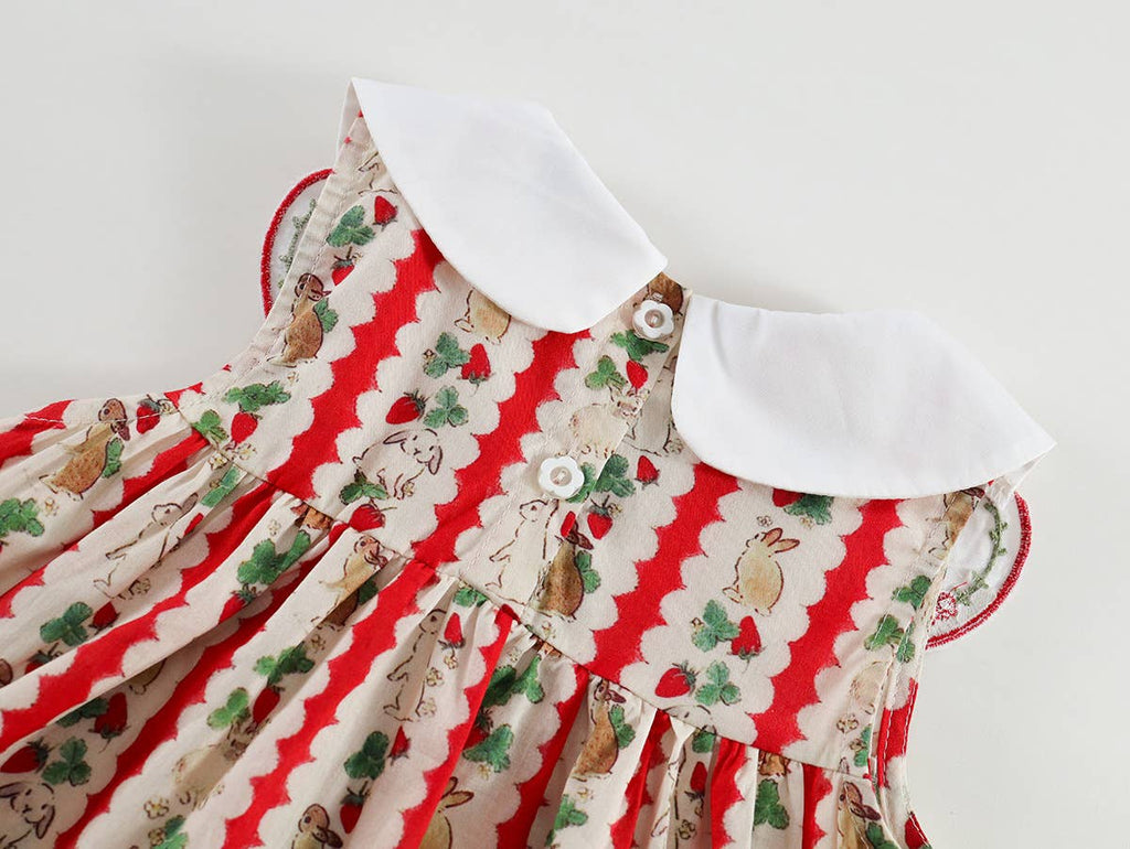 Rabbits and Strawberries Striped Collar Dress